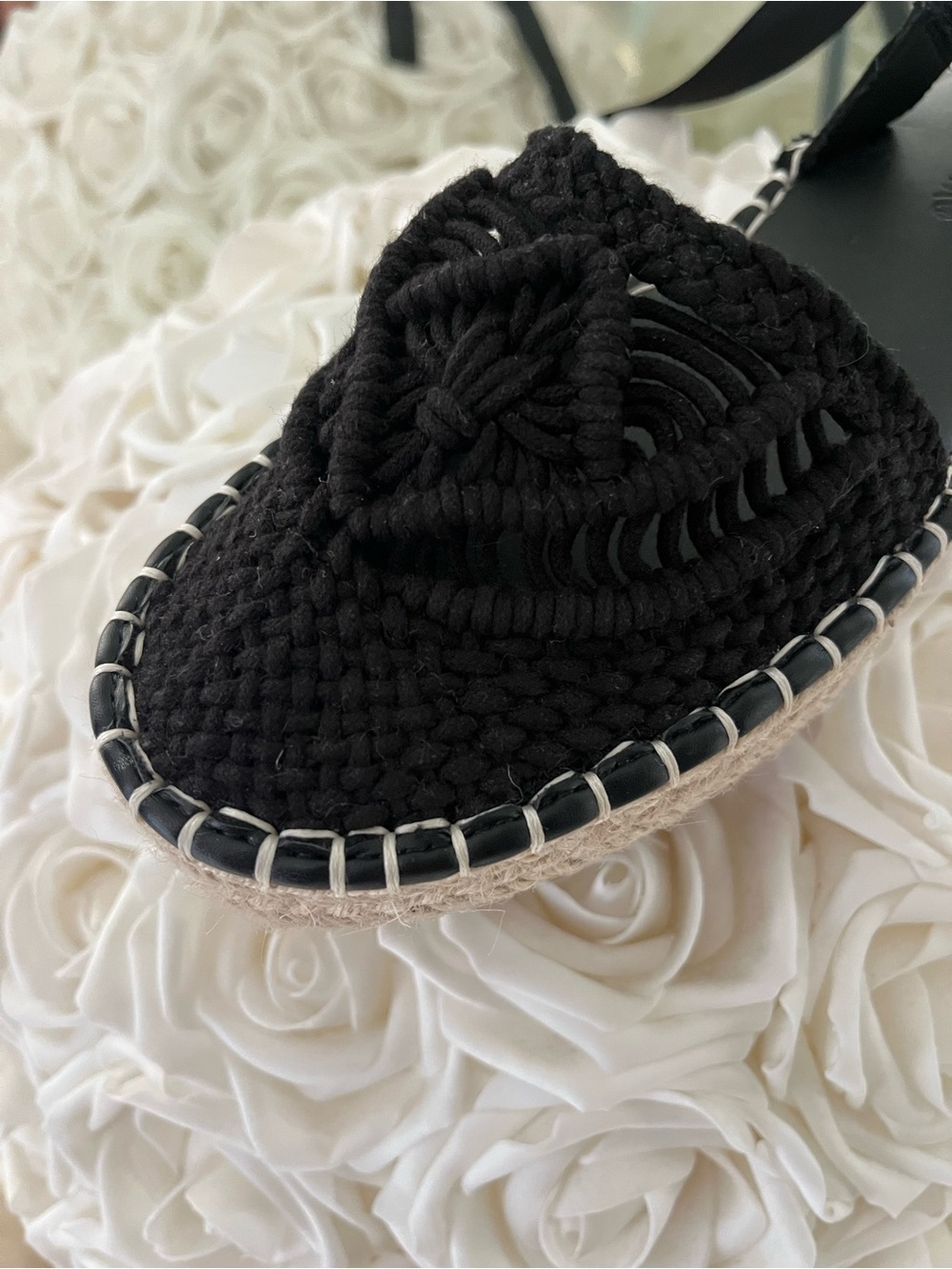 NEW Black Woven macrame Espadrille Sandals with lace up ankle ties - Picture 10 of 15